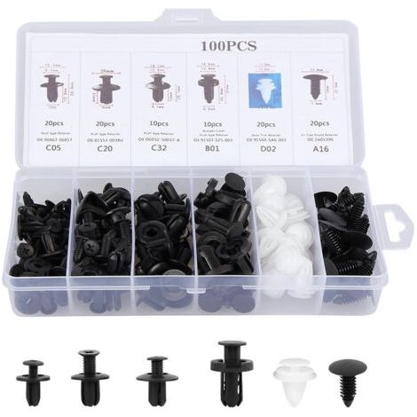 Kit 100pcs Rivets Plastique Clip Vis Pour Voiture Intérieur Porte Panneau Pare-chocs (1/5)