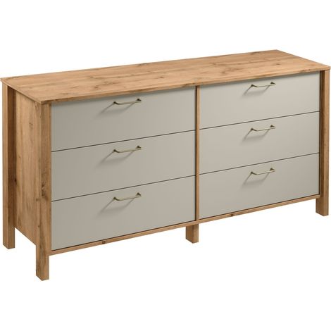 AX LIVING Kommode mit Schubladen Iseonia K6S Modern Eiche Wotan/Beige