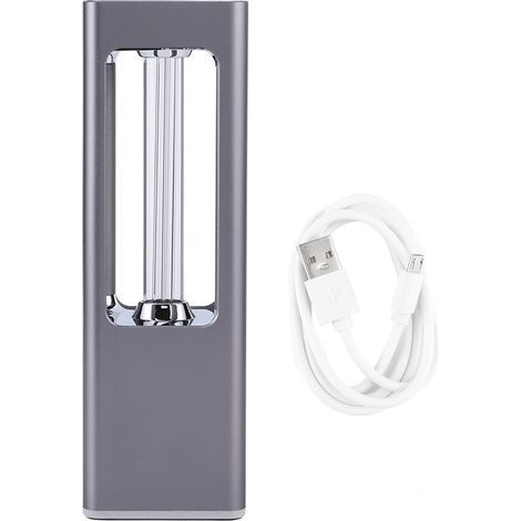 Lampe UVC portable à lumière UV, rechargeable par USB, grise, pour voiture, salle de bain, placard, bureau, hôtel (1/5)