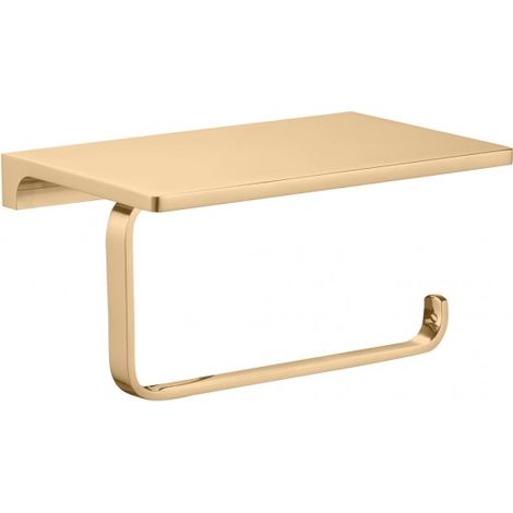 Porte papier toilettes mural avec étagère NIL en laiton doré 15,8 cm (1/2)