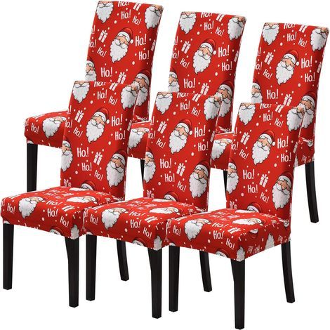 Housse de Chaise Noël Motif Lot de 6 pour Salla a Manger Salon, Couverture de Chaise Extensible Moderne Universelle comme Décoraion Noël Intérieur(hors chaises) (1/5)