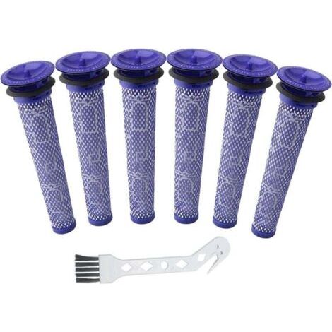 BUNTHAUS Packung mit 6 Ersatz-Vorfiltern + einer Bürste für Dyson DC58, DC59, V6, V7, V8. Ersatzteilnummer 965661-01.