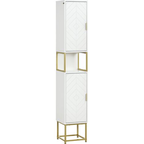 Colonna bagno 30 x 30 x 170,7 cm nicchia 2 ante ripiano regolabile fissaggio a parete moderno in MDF bianco 210001943