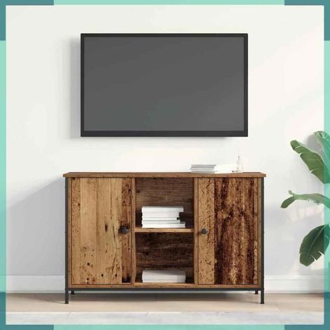 862925 Ensemble meuble TV Montage mural Bois Ancien 101 x 35 x 65 cm (1/5)