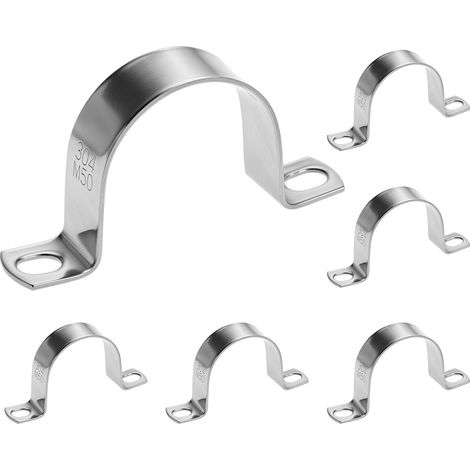 6 Pièces collier de tuyau U, Ø 50 mm colliers de serrage en acier inoxydable 304, pour tuyaux, câbles, canalisations (1/5)