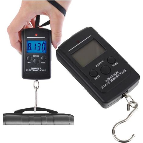 Báscula electrónica para equipaje turístico, manual, LCD, con gancho, 40 kg (1/5)
