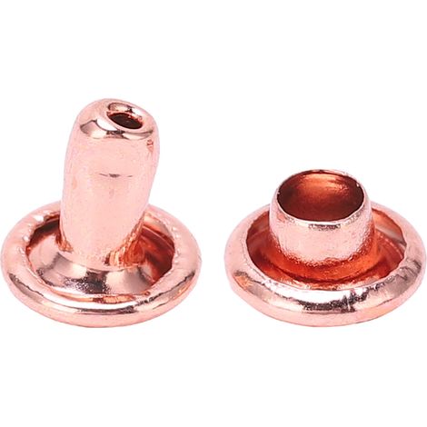 100 rivets à double tête ronds en fer doré rose pour sacs à main, chaussures, ceintures et articles de maroquinerie.