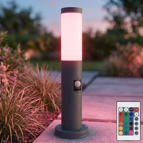 Steh Leuchte Balkon SENSOR Edelstahl anthrazit Sockel Lampe DIMMBAR im Set inkl. RGB LED Leuchtmittel (1/5)