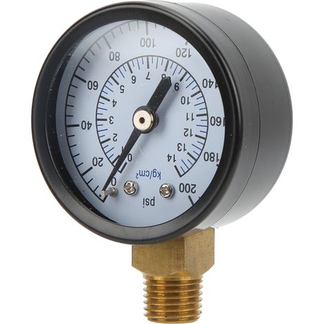 Manomètre radial 1/4NPT 50 mm pour huile, gaz et hydraulique, indicateur de pression 0-200 psi 0-14 kg/cm²
