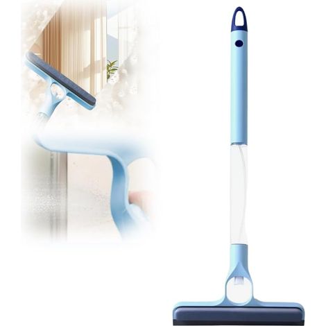 3-in-1 Fensterabzieher, Fensterreinigungswerkzeug, Duschabzieher (Blau, langer Griff - 1 Stück) (1/5)