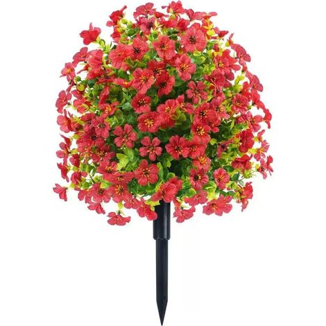 Buis artificiel à fleurs violettes, arbustes artificiels pour l'extérieur, résistants aux UV, avec piquet de fixation au sol, idéaux pour une véranda, un jardin ou une jardinière. (1/5)