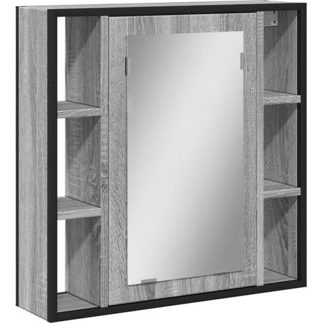Armoire à miroir de salle de bain sonoma gris bois d’ingénierie