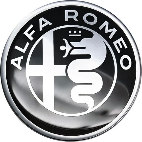Autocollant 3D Alfa Romeo Logo, Blanc et Noir, 40 mm