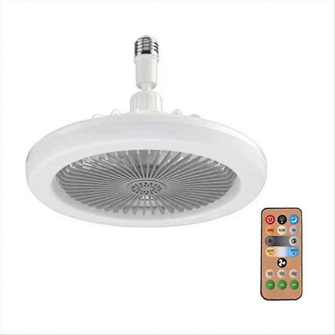 Ventilateur de plafond 30 W avec éclairage d'aromathérapie, culot E27, rotation à 360°, télécommande, éclairage LED tricolore pour salon (1/5)