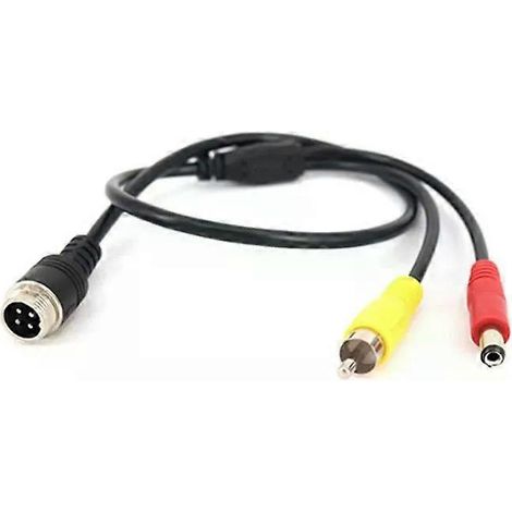 Adaptateur pour caméra de voiture - Connecteur mâle aviation 4 broches vers RCA mâle de 50 cm