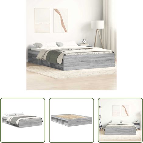 Schlafzimmer - Bettgestell Grau Sonoma 150x200 cm (1/5)
