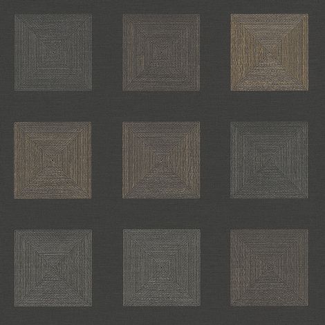 Papier peint graphique & géométrique noir Tapisserie à motif carreaux uni noir Papier peint intissé métallique multicolore (1/5)