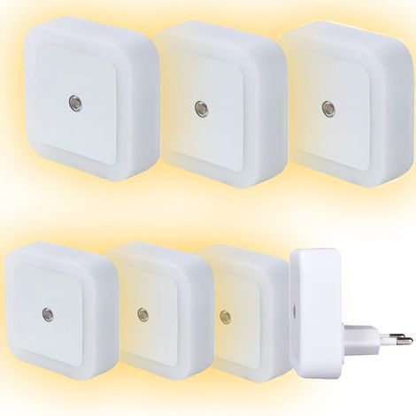 [6 Pack] Socket Night Light for Kids - Automatic Day/Night Detector LED Plug-in Wall Night Light, Twilight Photocell Lamp (1/5)