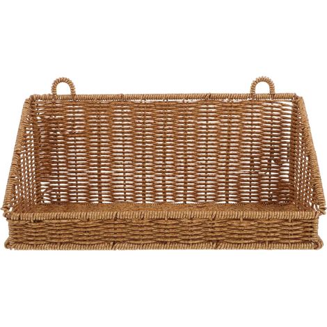 Panier de rangement mural en rotin synthétique durable, résistant à l'humidité, design compact, (1/5)