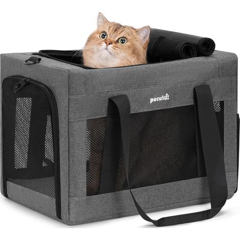 Sac de Transport pour Chat L, Cadre Ultra Stable, Pliable, Gris (1/5)
