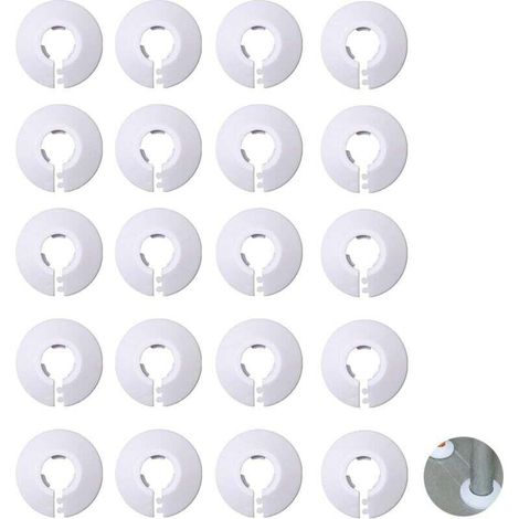 Cache-tuyau de radiateur - Cache-tuyau d'eau - Cache-tuyau décoratif - Pour tuyaux de 16 mm de diamètre - 20 pièces - Blanc (1/4)