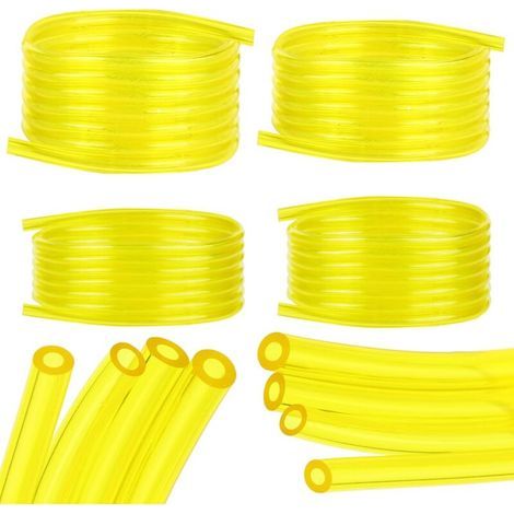 Pièces Tuyaux d'Essence, 1.5M Tuyau d'huile Transparent Jaune (2 x 3.5mm, 2.5 x 5mm, 3 x 5mm, 3 x 6mm), pour Tondeuse, Tondeuse à Gazon, PVC Tuyau, Tuyau D'huile (1/4)
