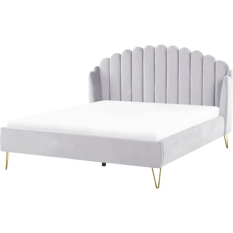 Bed Velvet AMBILLOU 180 x 200 cm (EU Super King) Light Grey (1/5)