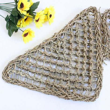 1 Tapis de sol rectangulaire 20 x 20 x 28 cm en fibres naturelles d'herbe marine, idéal pour les anolis, les dragons barbus, les geckos, les iguanes et les bernard-l'hermite. (1/5)