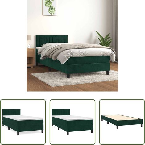 Matratze - Boxspringbett mit Matratze Dunkelgrün 80x200 cm Samt (1/5)