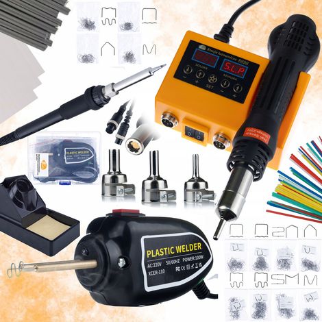 Rosfix Set Orange Husky OH660 – Lötstation 2in1 mit Heißluft & Kolben 60W + Kunststoffschweißgerät 100W  1200 Klammern, 3x Gitter, Schweißdrähte  Reparaturwerkzeug