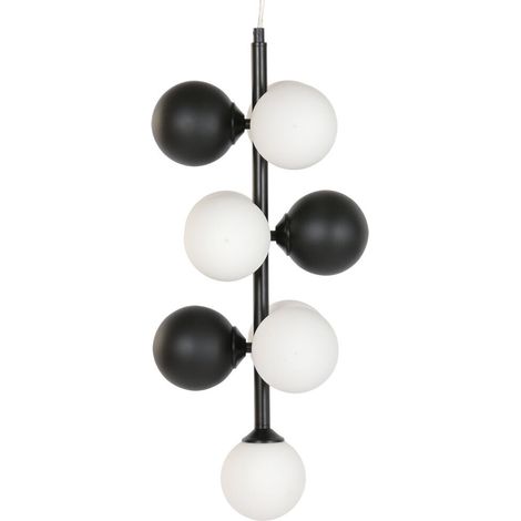 Lampara Techo Metal Cristal 24X24X60 Bolas Negro (1/5)