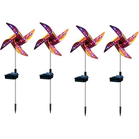 Lot de 4 lampes solaires éoliennes pour la décoration extérieure de jardin, 32 LED, étanches, veilleuses (1/5)