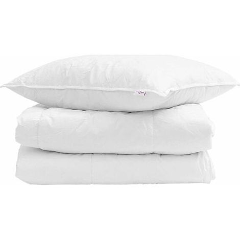 Ensemble de couette d'hiver en duvet de canard (taie d'oreiller incluse), 2 pièces, blanc (1/5)