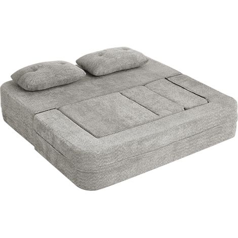 Klappbares modulares Schlafsofa in Hellgrau mit Seitentaschen (1/5)