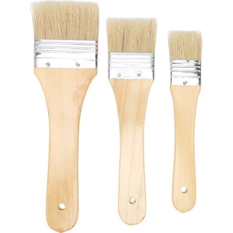 3 Pinceaux à Bois avec Manche en Bois et Virole Aluminium pour Peinture Murale, Sol et Meubles (1/5)