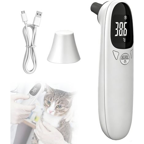 Ohrthermometer für Hunde, Fieberthermometer für Hundeohren mit LED-Anzeige, digitales Haustierthermometer für Hunde und Katzen, 12,8 x 3,9 cm tragbares Ohrthermometer für Katzen, Hunde, Kühe, Ferd (We (1/5)