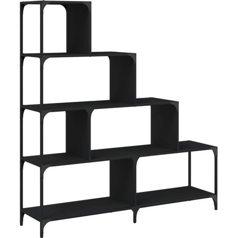 vidaXL Libreria a 4 Gradini Nera 139x33,5x149 cm in Legno Multistrato (1/5)