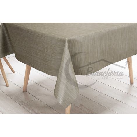 TOVAGLIA LIMA © in TELA CERATA plastificata LAVABILE idrorepellente in PVC UNITO BEIGE made in Italy Cm. 140x220 x8 persone