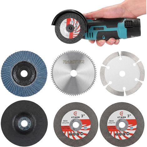 Lot de 6 Disques 75mm pour Meuleuse d'Angle - Disque à Tronçonner et à Lamelles pour Métal, Bois, Plastique et Pierre - 75 x 10 x 1,2 mm, Compatible avec et Mini Meuleuse (1/5)
