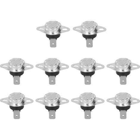Thermostat, interrupteur thermique, réinitialisation manuelle, puce bimétallique, contrôle de la température, 10A, 250V, 10 pièces