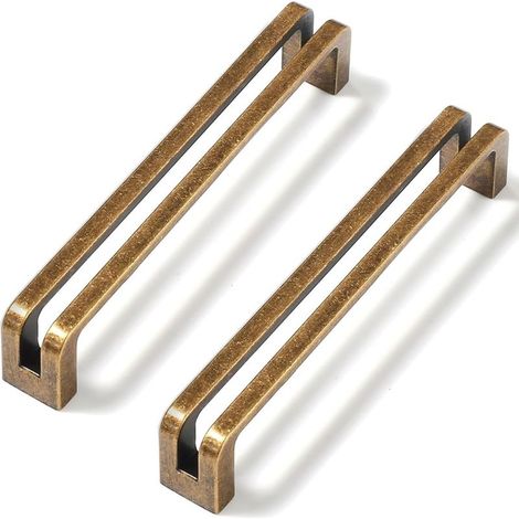 2 pièces poignées de placard cuisine en laiton antique, Poignee de Meuble Cuisine Laiton antique 128mm,Poignées de Tiroir de Meubles, pour Bureaux, Tiroirs, Armoires (1/5)