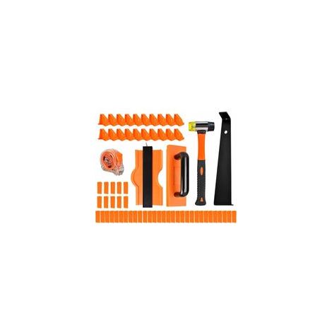 outils pour plancher de vinyle avec entretoises, blocs de frappe, barre de traction robuste, maillet double face renforcé avec poignée souple antidérapante (ensemble de 65 pièces)
