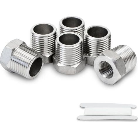 Raccordo di riduzione in acciaio inox da 1/8″ femmina a 1/4″ maschio BSP – Confezione da 2, bussola esagonale per tubi