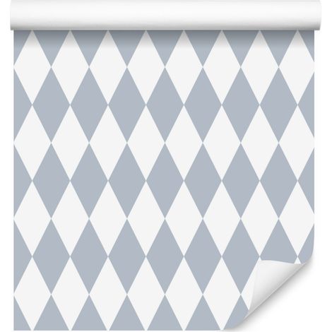 Carta da parati Arlecchino con diamanti, grigio chiaro, per soggiorno e camera da letto, 50x1000 cm. (1/5)