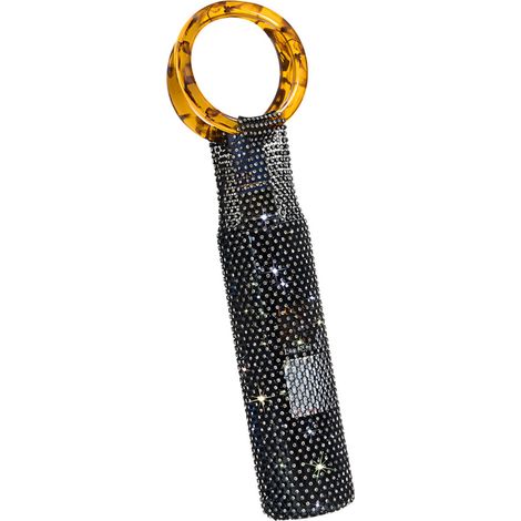 Bolsa de regalo de cristal hecha a mano con decoraciones negras para vino.