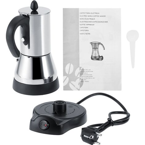 Caffettiera Moka da 200/300 ml, piano cottura elettrico in acciaio inox con spina europea 220V (2).