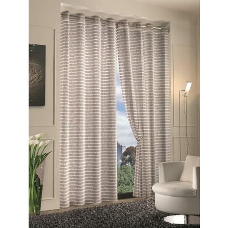 HOME COLLECTIONS - COPPIA TENDINE STRIPES 70X240 CM NATURALE IN POLIESTERE