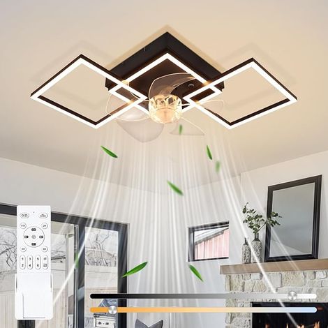 GBLY Ventilador de Techo con Luz LED 68cm 6 Velocidades Luz Regulable Temporizador Salón Comedor