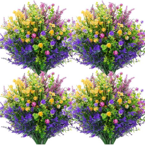 Lot 12 fleurs artificielles extérieur UV résistantes balcon jardin plastique durable couleurs (1/5)