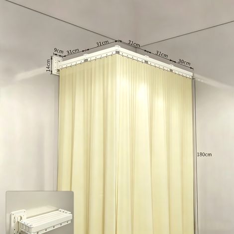 Rideau de douche pliant, étendoir à linge, tringle à rideau de douche pliable, anti-moisissure, imperméable, lavable,à fixation murale(5 plis)jaune (1/5)